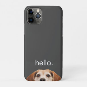 Hello Cute Funny Smiling Beagle Dog Modern Gray Case-Mate iPhone Case