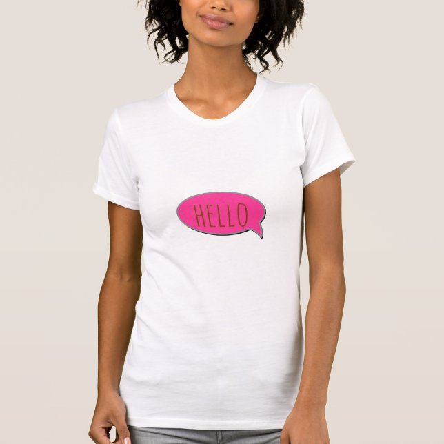Hello Cute Pink Speech Bubble Minimalist Funny T-S T-Shirt (Front)