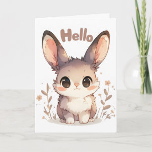 Hello Cute Rabbit Anime Holiday Card