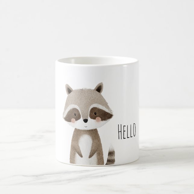 Hello Cute Racoon Animal Coffee Mug (Center)