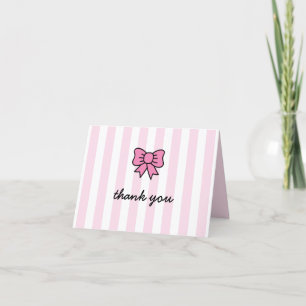 Hello Cutie Cartoon Pink Bow Thank You Card