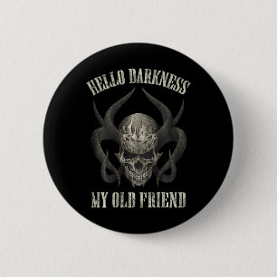 Hello Darkness My Old Friend Demon Skull Horn Hall 6 Cm Round Badge