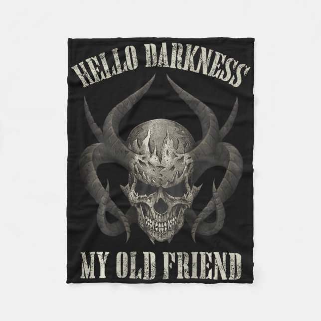 Hello Darkness My Old Friend Demon Skull Horn Hall Fleece Blanket (Front)