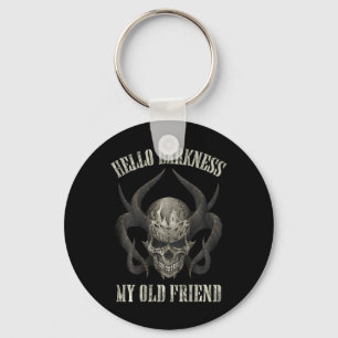 Hello Darkness My Old Friend Demon Skull Horn Hall Key Ring