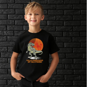 Hello Darkness My Old Friend Dinosaur Sun Orange T-Shirt