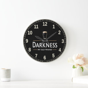 Hello Darkness My Old Friend Funny St Patricks Day Large Clock
