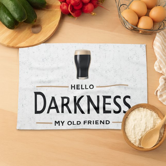 Hello Darkness My Old Friend Funny St Patricks Day Tea Towel (Creator Uploaded)