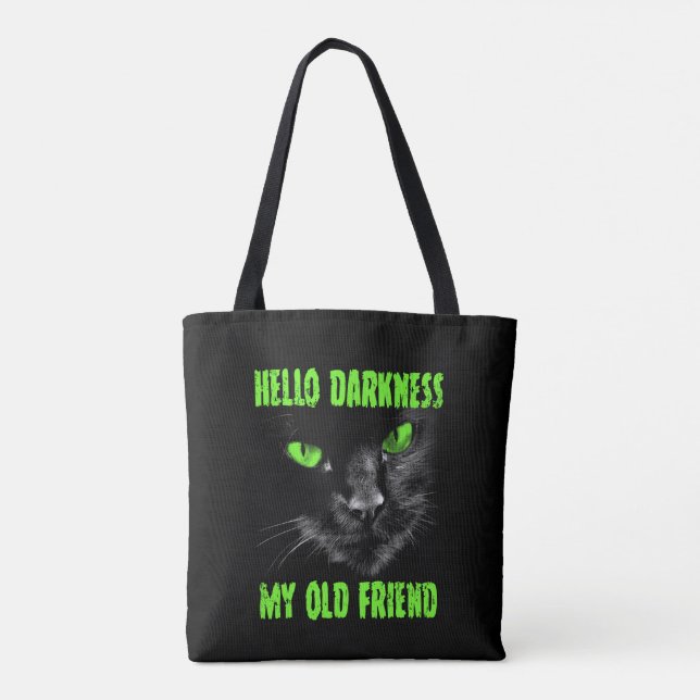 Hello Darkness My Old Friend: Green Eyes Tote Bag (Back)