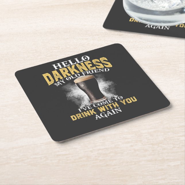 Hello Darkness My Old Friend Square Paper Coaster (Angled)
