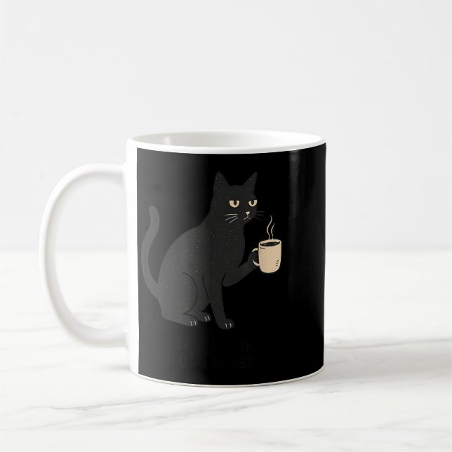 Hello Darkness Old Friend Cat And Coffee Halloween Mug (Left)