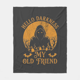 Hello Darkness Old Friend Reaper Orange Moon Grave Fleece Blanket