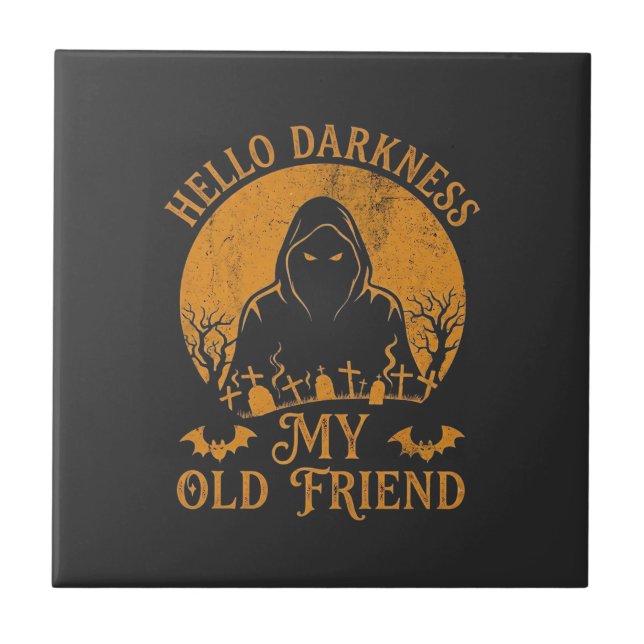 Hello Darkness Old Friend Reaper Orange Moon Grave Tile (Front)