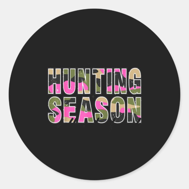 Hello Deer Season Goodbye Boyfriend Camo Flag Hunt Classic Round Sticker (Front)