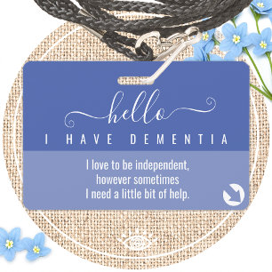 hello dementia awareness and emergency contact  ID badge