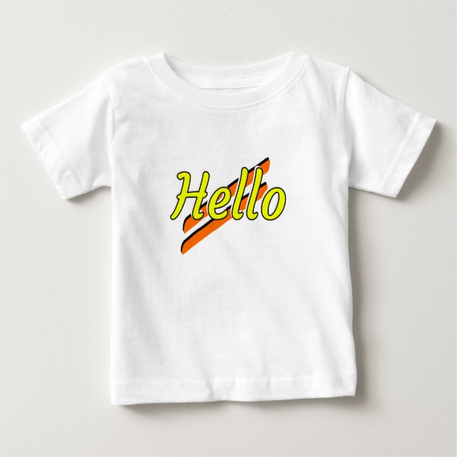 Hello design on a white baby t-shirt (Front)