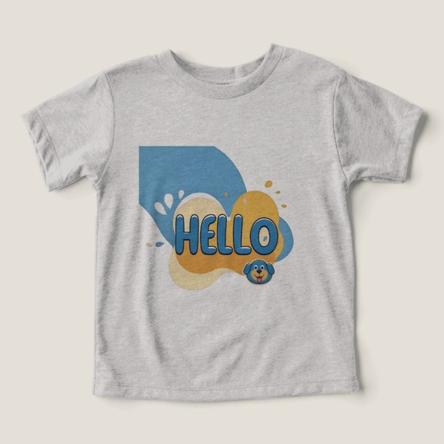 Hello Dog Cartoon Graphic T-Shirt (Design Front)