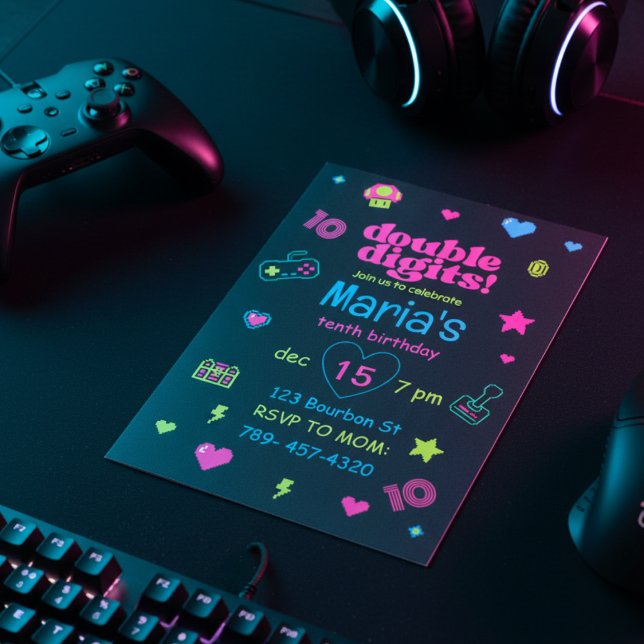 Hello Double Digits Gaming 10th Birthday Invitation (Creator Uploaded)
