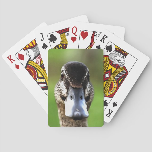 Hello Ducky Quirky Duck Portrait Playing Cards (Back)