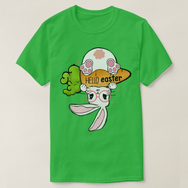 Hello Easter Funny Bunny  T-Shirt (Design Front)