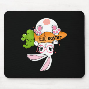 Hello Easter Reverse Bunny Retro Easter Mouse Pad