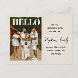 Hello, Editable We’re New to Neighbourhood Photo Postcard