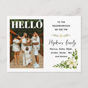 Hello, Editable We’re New to Neighbourhood Photo Postcard