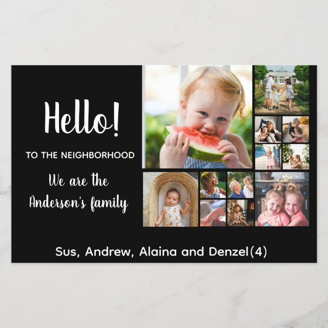 Hello,Editable We're New to the Neighborhood phot Flyer (Front)