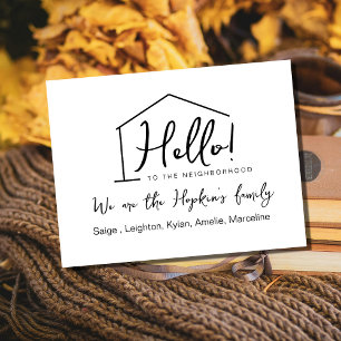 Hello,Editable We're New to the Neighbourhood Post Postcard