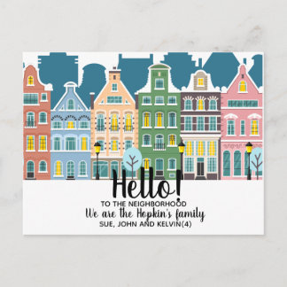 Hello,Editable We're New to the Neighbourhood Postcard