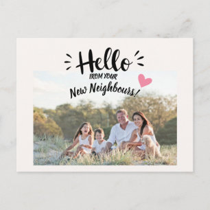 Hello,Editable We're New to the Neighbourhood Postcard