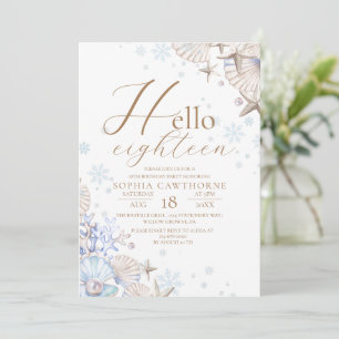 Hello Eighteen Winter Sea Birthday Party Invitation