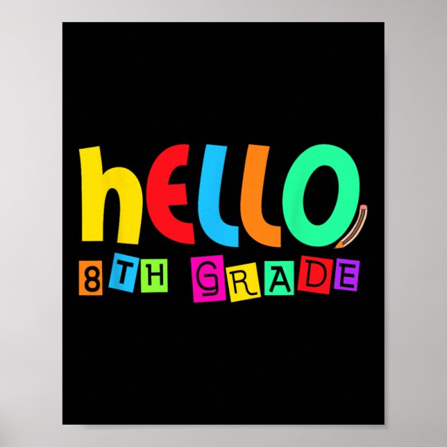 Hello Eighth 8th Grade Back To School For Student  Poster (Front)
