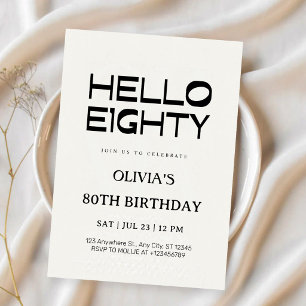 Hello Eighty Chic 80th Birthday Invitation