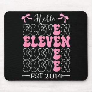 Hello Eleven Est 2014 11th Birthday Girl Coquette Mouse Pad