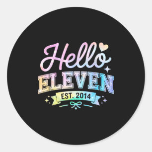 Hello Eleven Est 2014 Coquette Bow 11th Birthday G Classic Round Sticker
