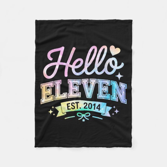Hello Eleven Est 2014 Coquette Bow 11th Birthday G Fleece Blanket (Front)