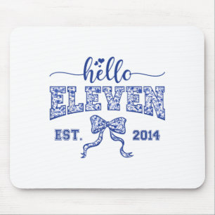 Hello Eleven Est 2014 Coquette Bow 11th Birthday G Mouse Pad