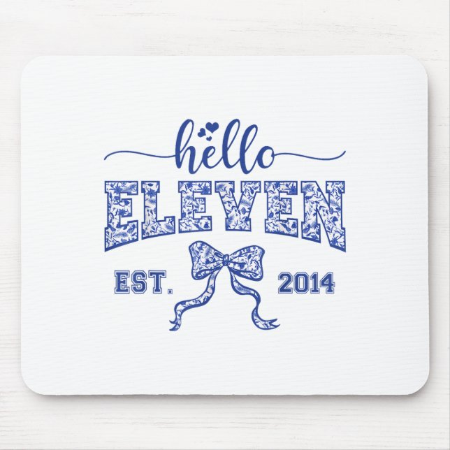 Hello Eleven Est 2014 Coquette Bow 11th Birthday G Mouse Pad (Front)