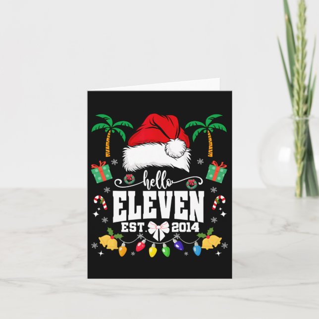 Hello Eleven Est 2014 Coquette Bow Christmas 11th  Card (Front)