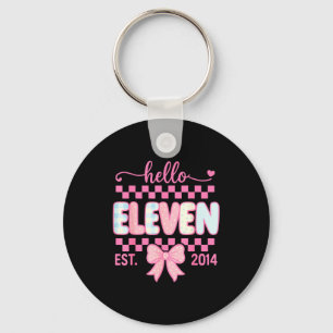 Hello Eleven Est 2014 Coquette Bow Happy 11th Birt Key Ring