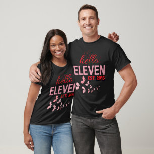 Hello Eleven Est 2015 Pink Butterfly 11th Birth T-Shirt