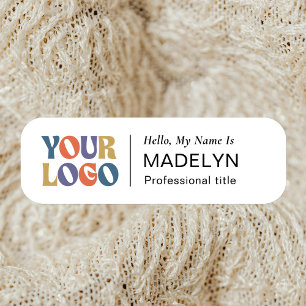 Hello Employee Company Logo White Magnetic Name Tag