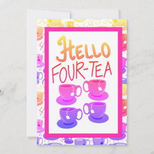 Hello Fabulous 40 Forty Four-tea Birthday Party Invitation