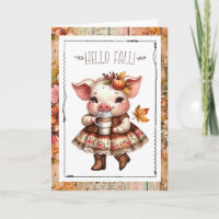 Hello Fall Adorable Farmhouse Pig 