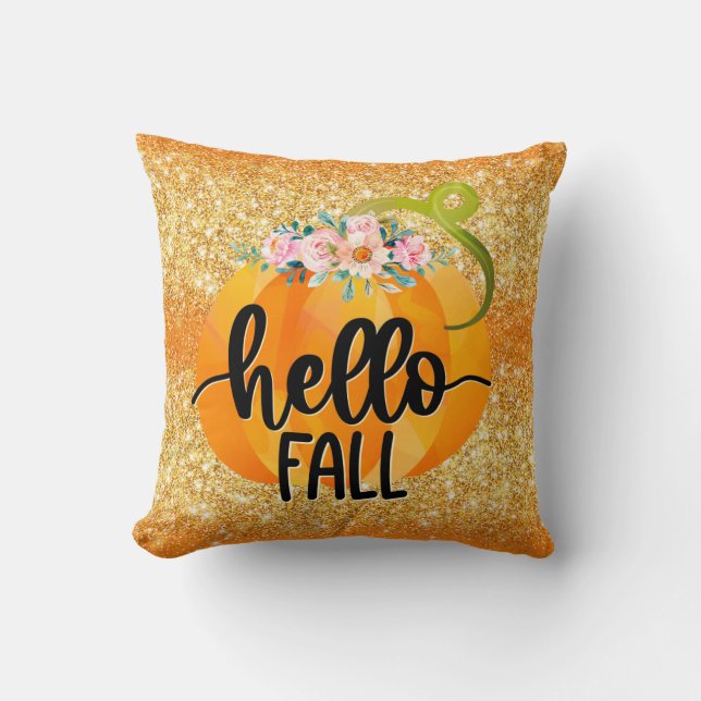 Hello Fall Autumn Customise Colour Cushion (Front)