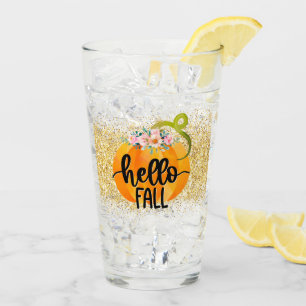 Hello Fall Autumn Customise Glass
