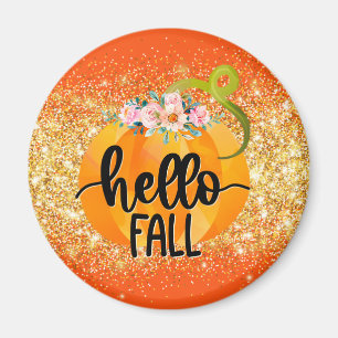 Hello Fall Autumn Customise Text and Colour Magnet
