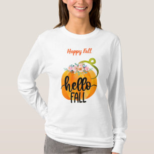 Hello Fall Autumn Customise Text T-Shirt