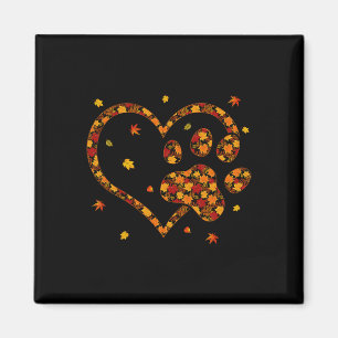 Hello Fall Autumn Leaf Dog and Cat Paw Print Pets Magnet