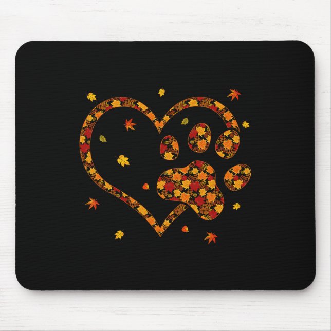 Hello Fall Autumn Leaf Dog and Cat Paw Print Pets  Mouse Pad (Front)